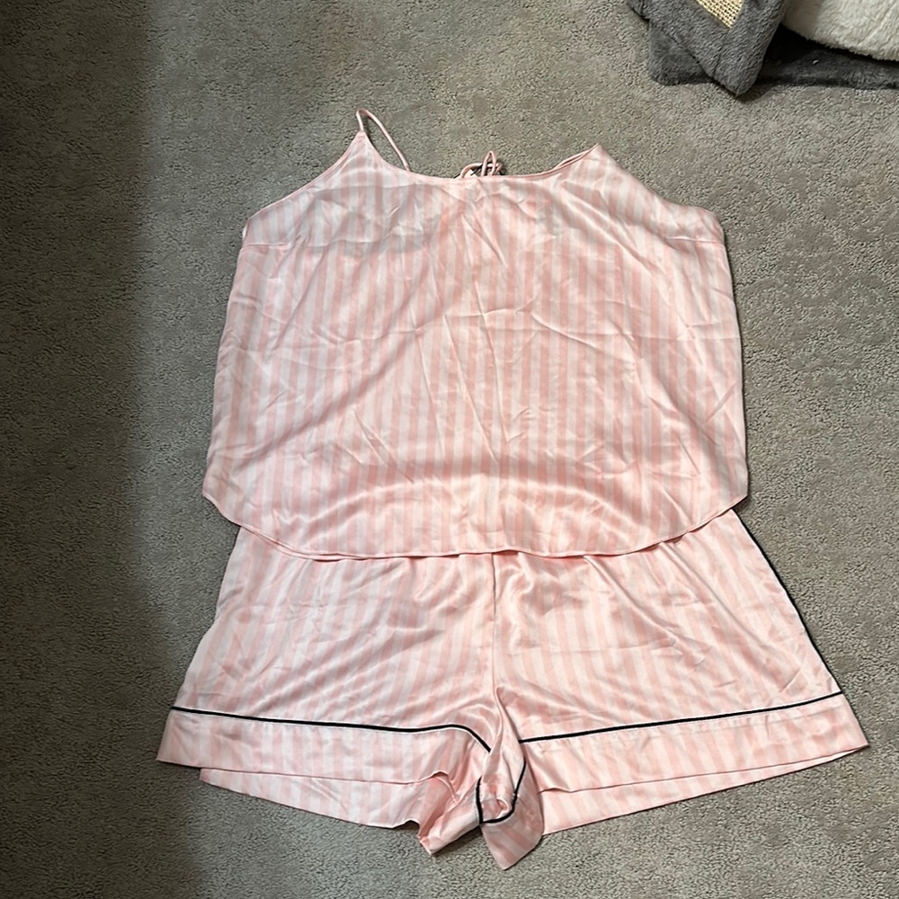 Victoria's Secret Pink Pajama Set with Stripes